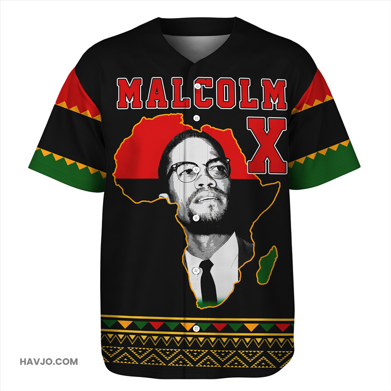 Black History Malcolm X African Baseball Jersey