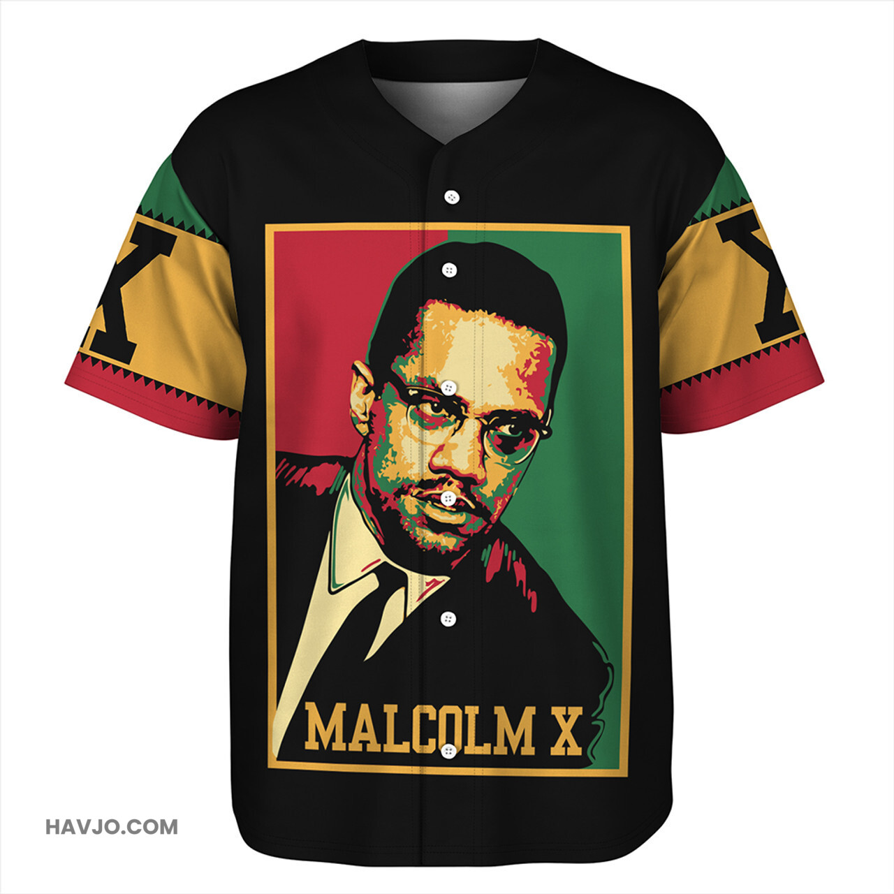 Black History Malcolm X Retro Baseball Jersey