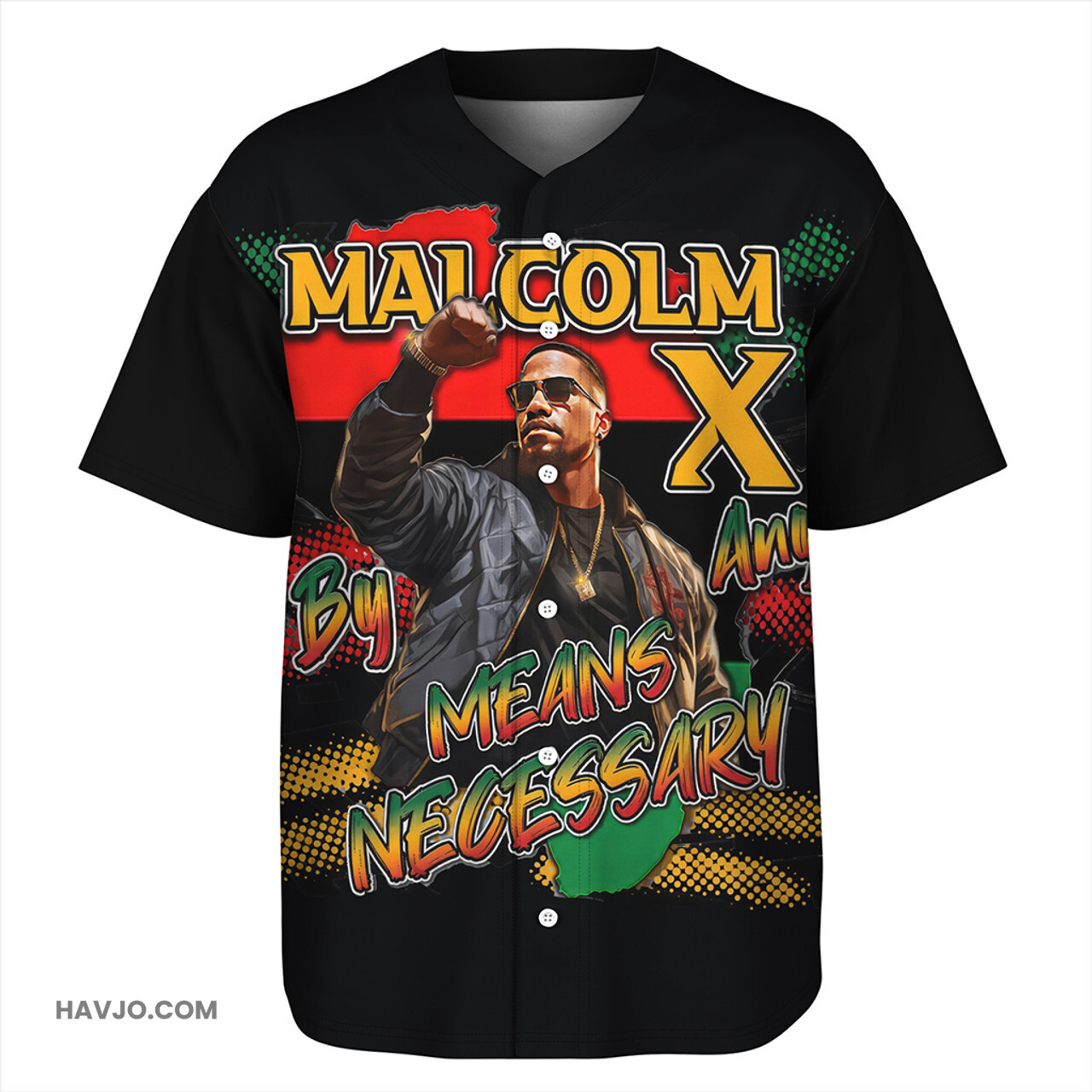 Black History Malcolm X Say By Any Means Necessary Baseball Jersey