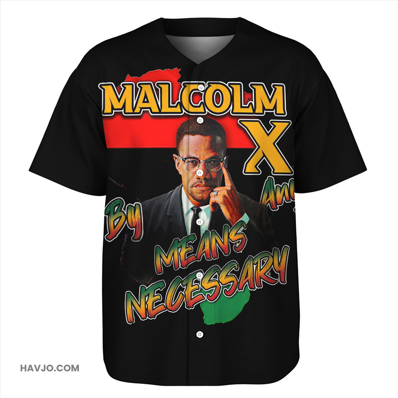 Black History Malcolm X Say By Any Means Necessary Ver.1 Baseball Jersey