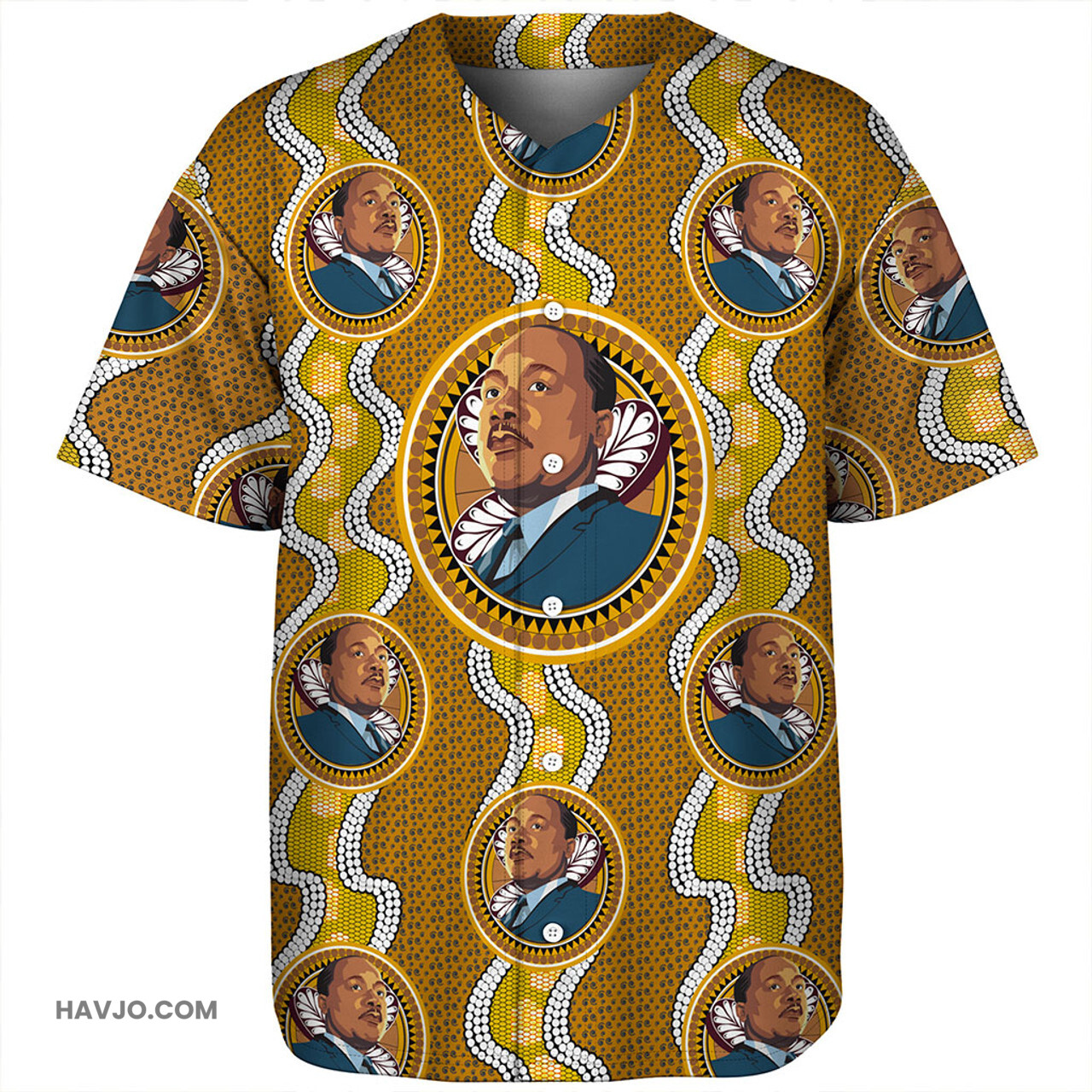 Black History Martin Luther King Jr Fabric Baseball Jersey