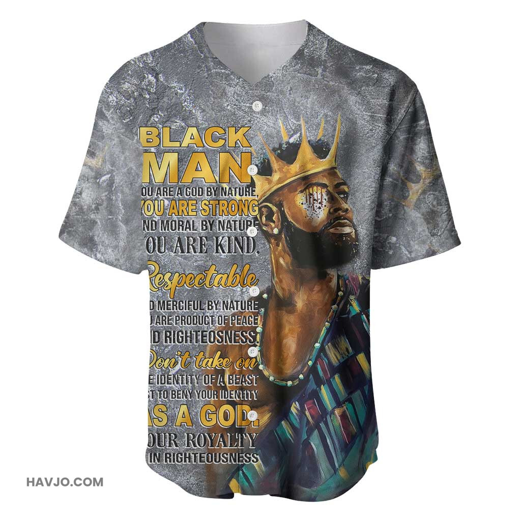 Black Man Africa Naturally King Baseball Jersey