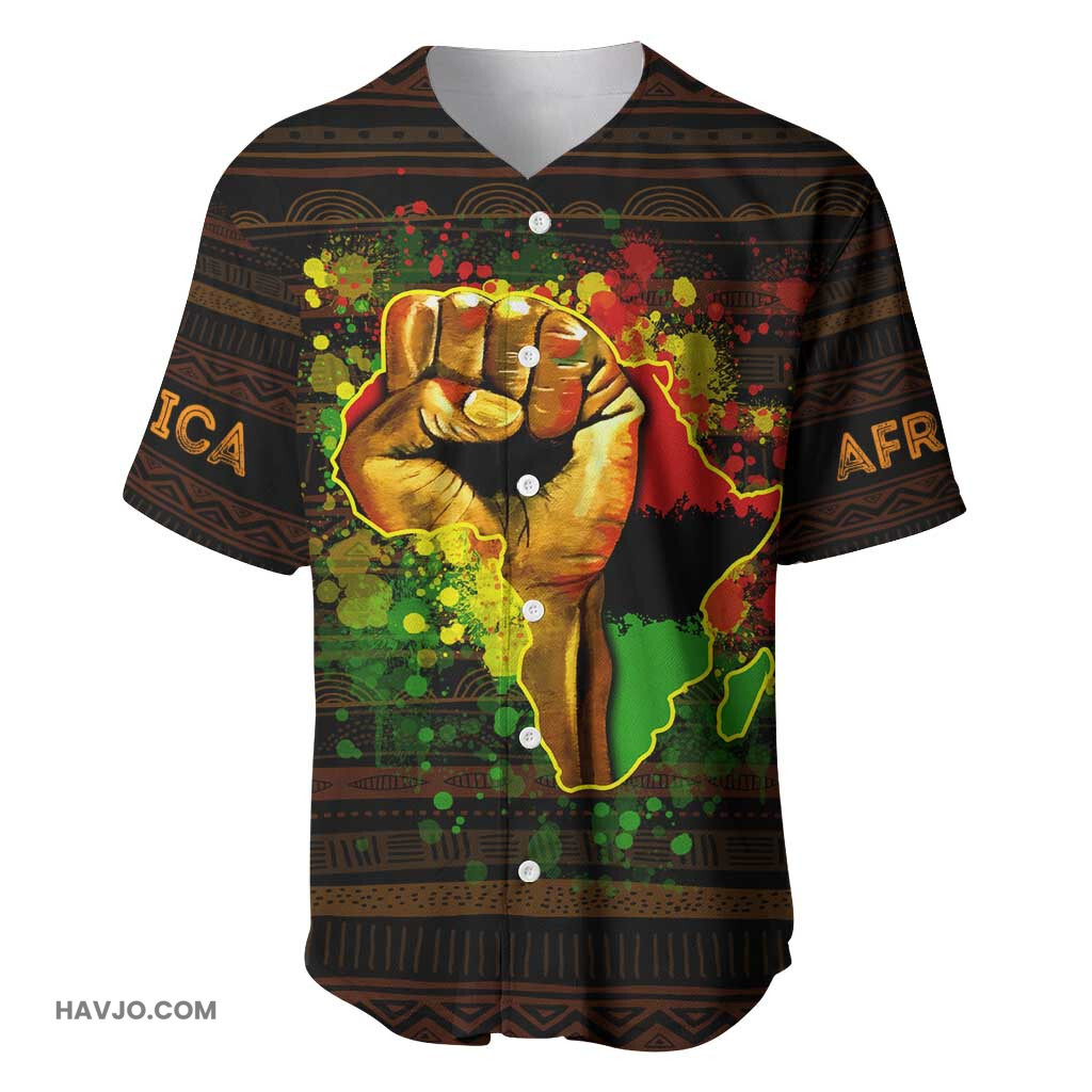 Black Power Africa Map Baseball Jersey