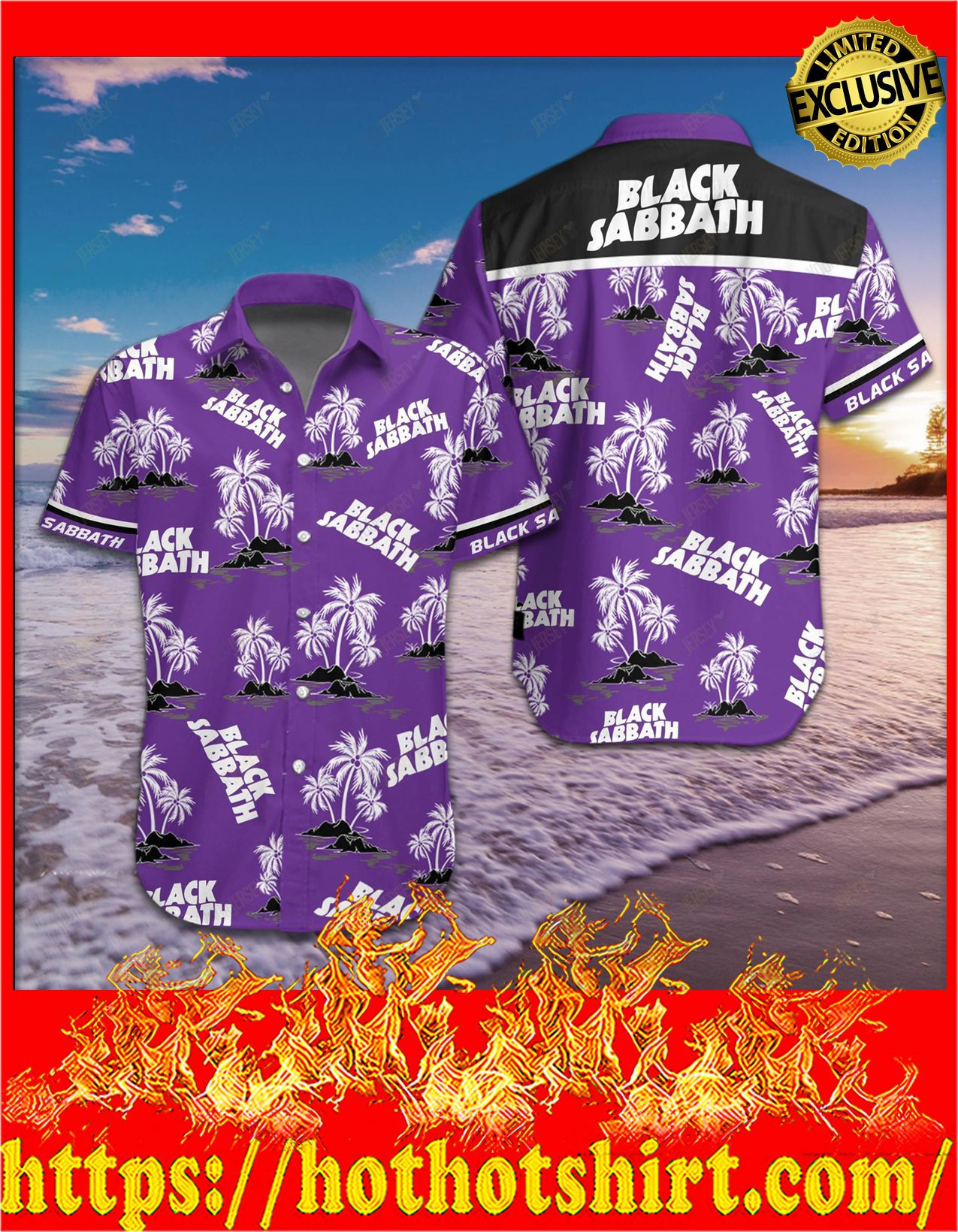 Black Sabbath Hawaiian Shirt Tropical Aloha Button Up