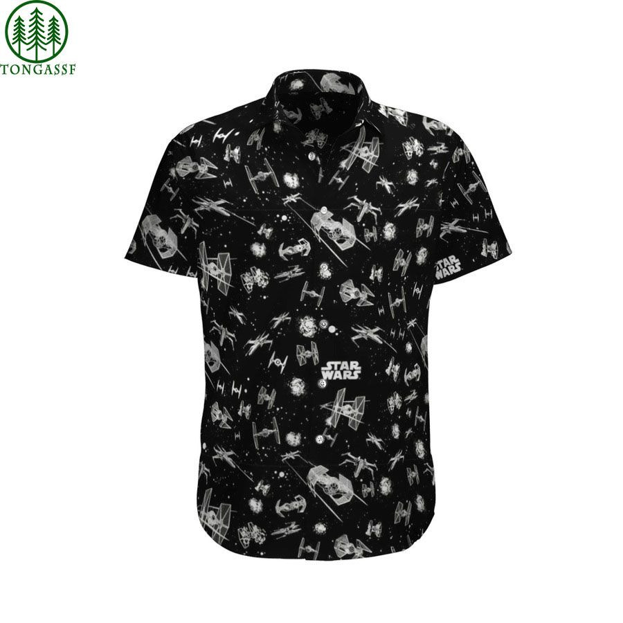 Black Star Wars Hawaiian Shirt Tropical Aloha Button Up