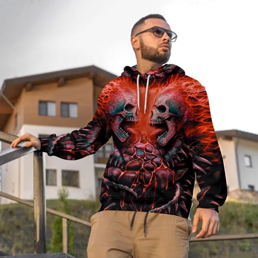 Alternative view of Bloodthirsty War Skull 3D All Over Print Hoodie
