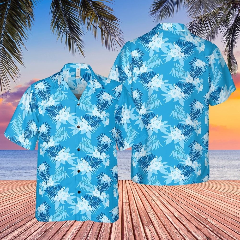 Blue Floral Palm Tree Hawaiian Shirt Tommy Vercetti Grand Theft Auto San Andreas Aloha Shirt