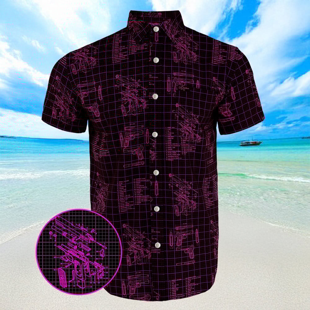 Blueprint Hawaiian Shirt Summer Button Up Shirt Gifts For Men