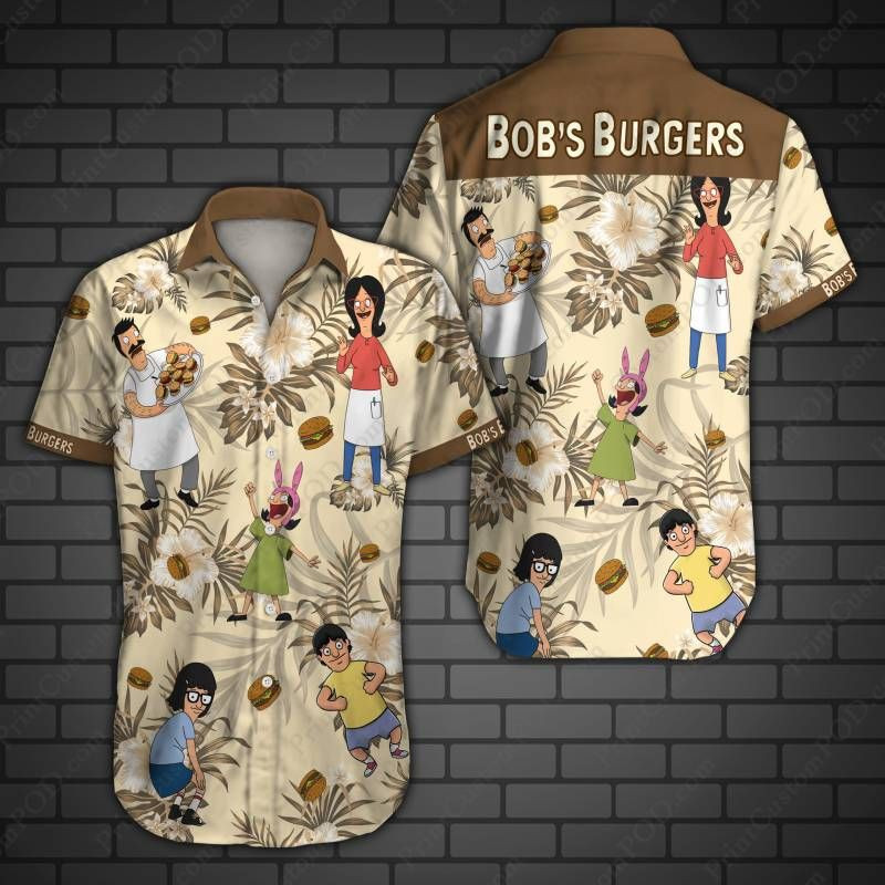 Bob Burger Hawaiian Shirt Tropical Aloha Button Up