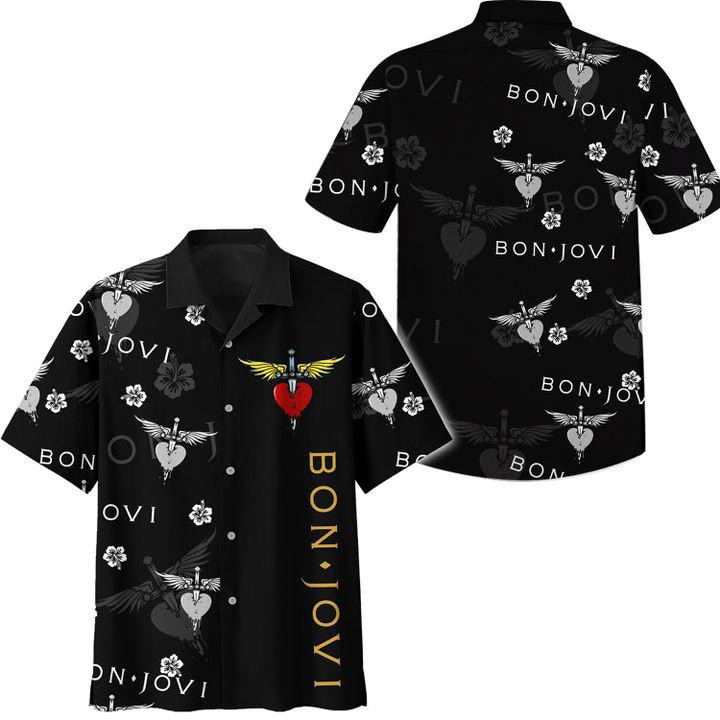 Bon Jovi Rock Band Bon Jovi Band Logo Hawaiian Shirt Tropical Aloha Button Up