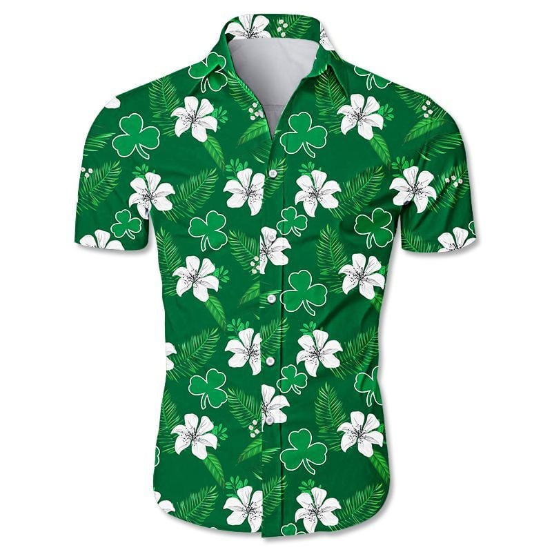 Boston Celtics Hawaiian Shirt Tropical Aloha Button Up