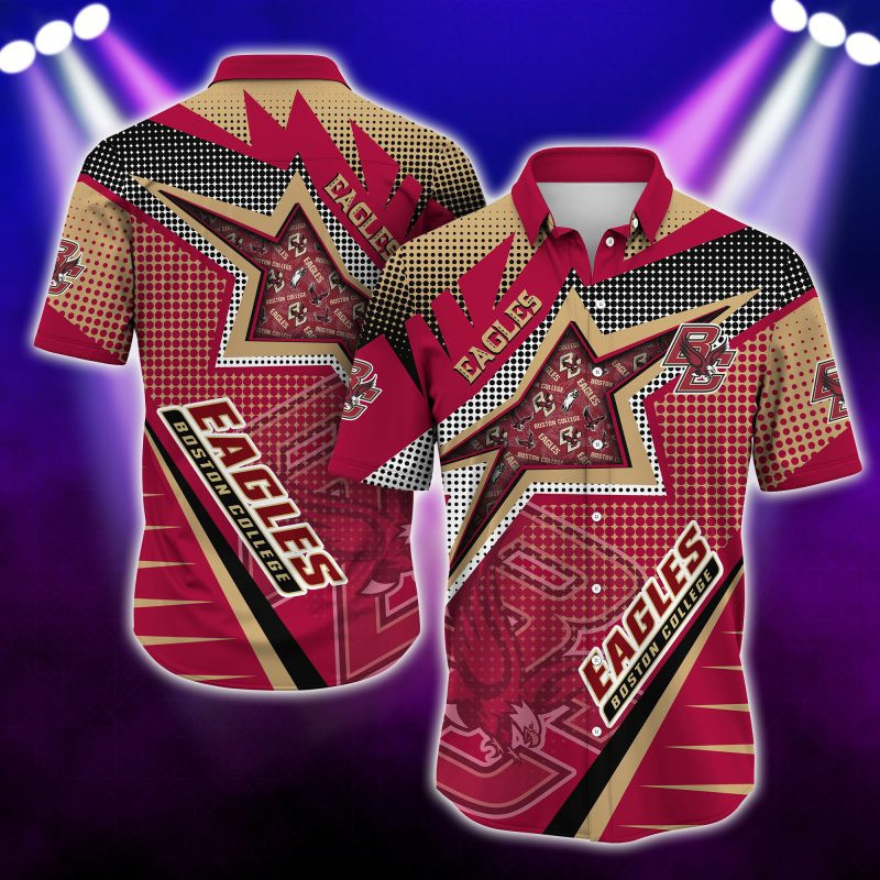 Boston College Eagles Ncaa Hawaiian Shirt Tropical Aloha Button Up
