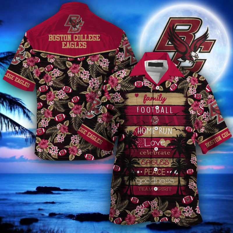 Boston College Eagles Ncaa Hawaiian Shirt Tropical Aloha Button Up