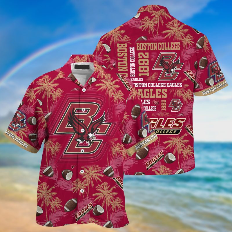 Boston College Eagles Ncaa Hawaiian Shirt Tropical Aloha Button Up