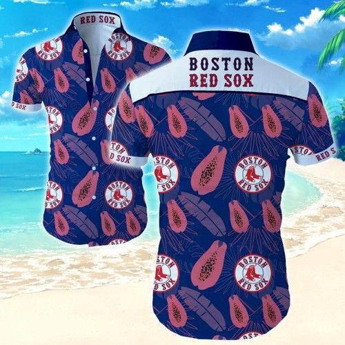 Boston Red Sox Hawaiian Shirt Tropical Aloha Button Up