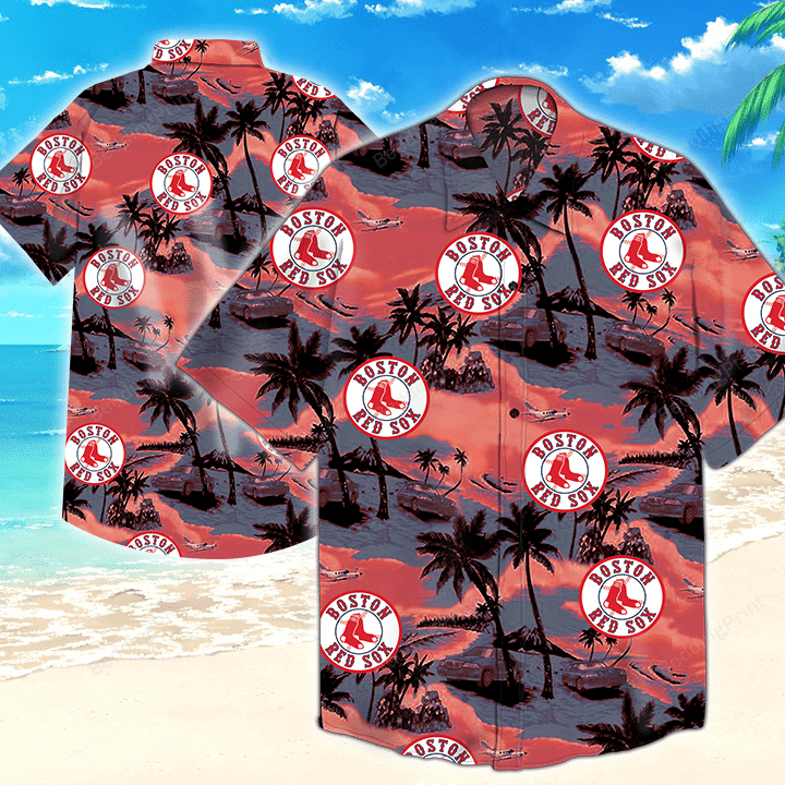 Boston Red Sox Mlb Tommy Bahama Hawaiian Shirt Tropical Aloha Button Up