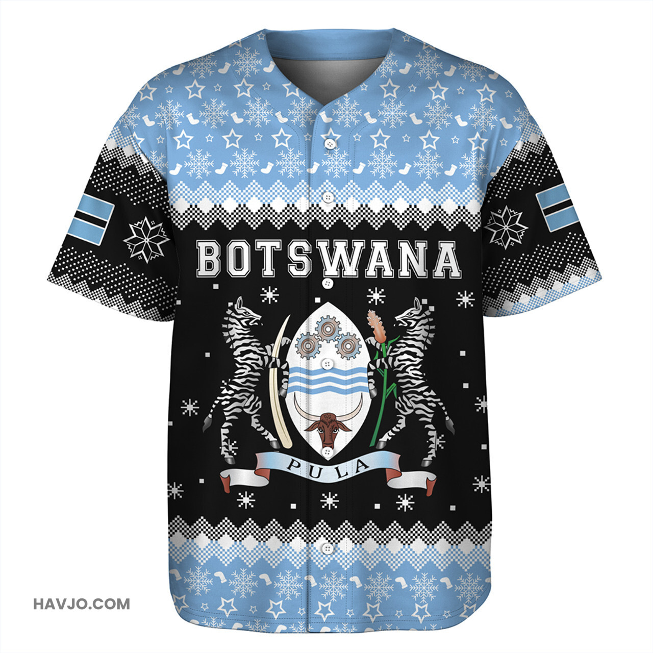 Botswana Christmas Coat of Arms Baseball Jersey