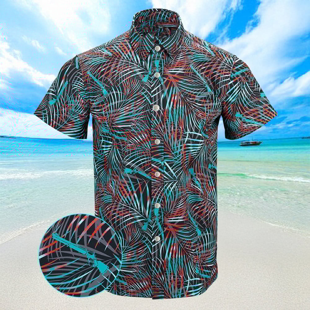 Breach Black Teal Hawaiian Shirt Mens Summer Button Up Shirts Gifts For Son
