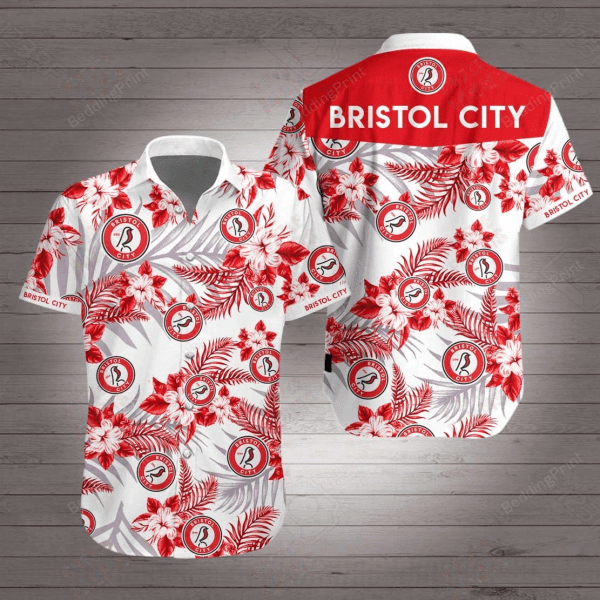 Bristol City Hawaiian Shirt Tropical Aloha Button Up