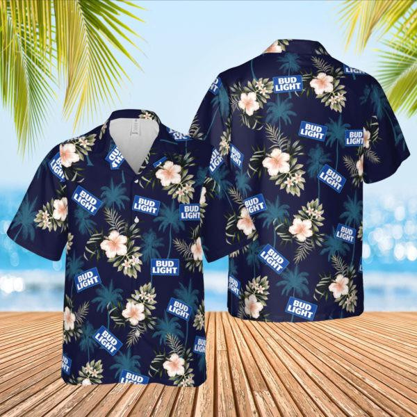 Bud Light Beer Aloha Hawaiian Shirt Tropical Aloha Button Up