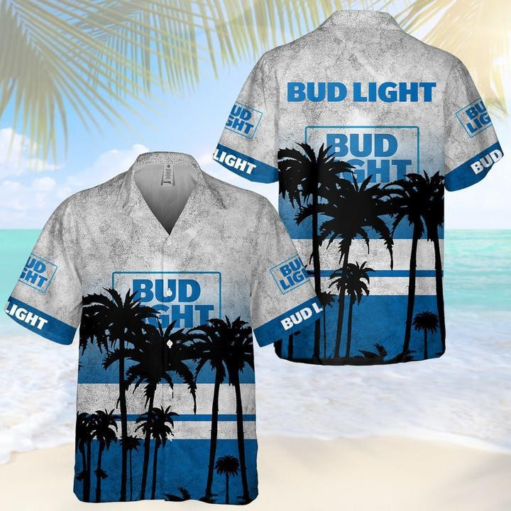 Bud Light Summer Vibe Hawaiian Shirt Tropical Aloha Button Up