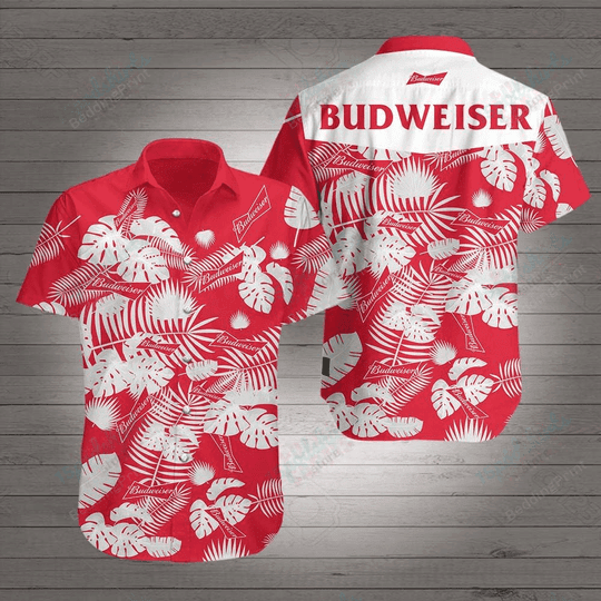 Budweizer Beer Hawaiian Shirt Tropical Aloha Button Up