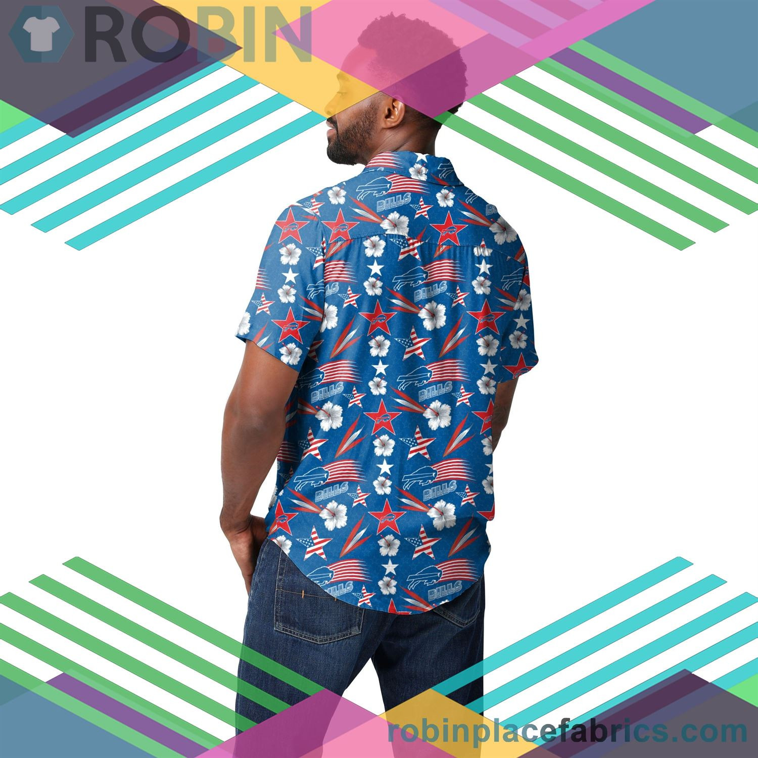 Buffalo Bills Americana Up Hawaiian Shirt Tropical Aloha Button Up
