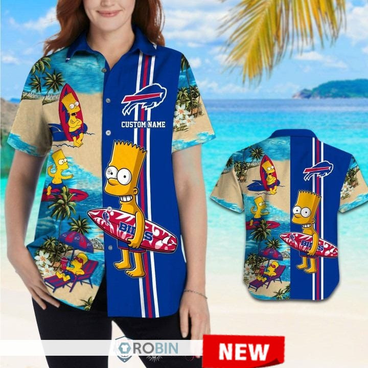 Buffalo Bills Bart Simpson Hawaiian Shirt Tropical Aloha Button Up