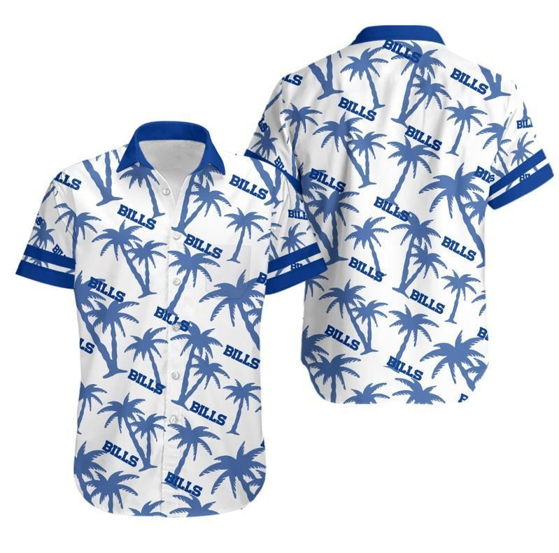 Buffalo Bills Coconut Tree Hawaiian Shirt Tropical Aloha Button Up