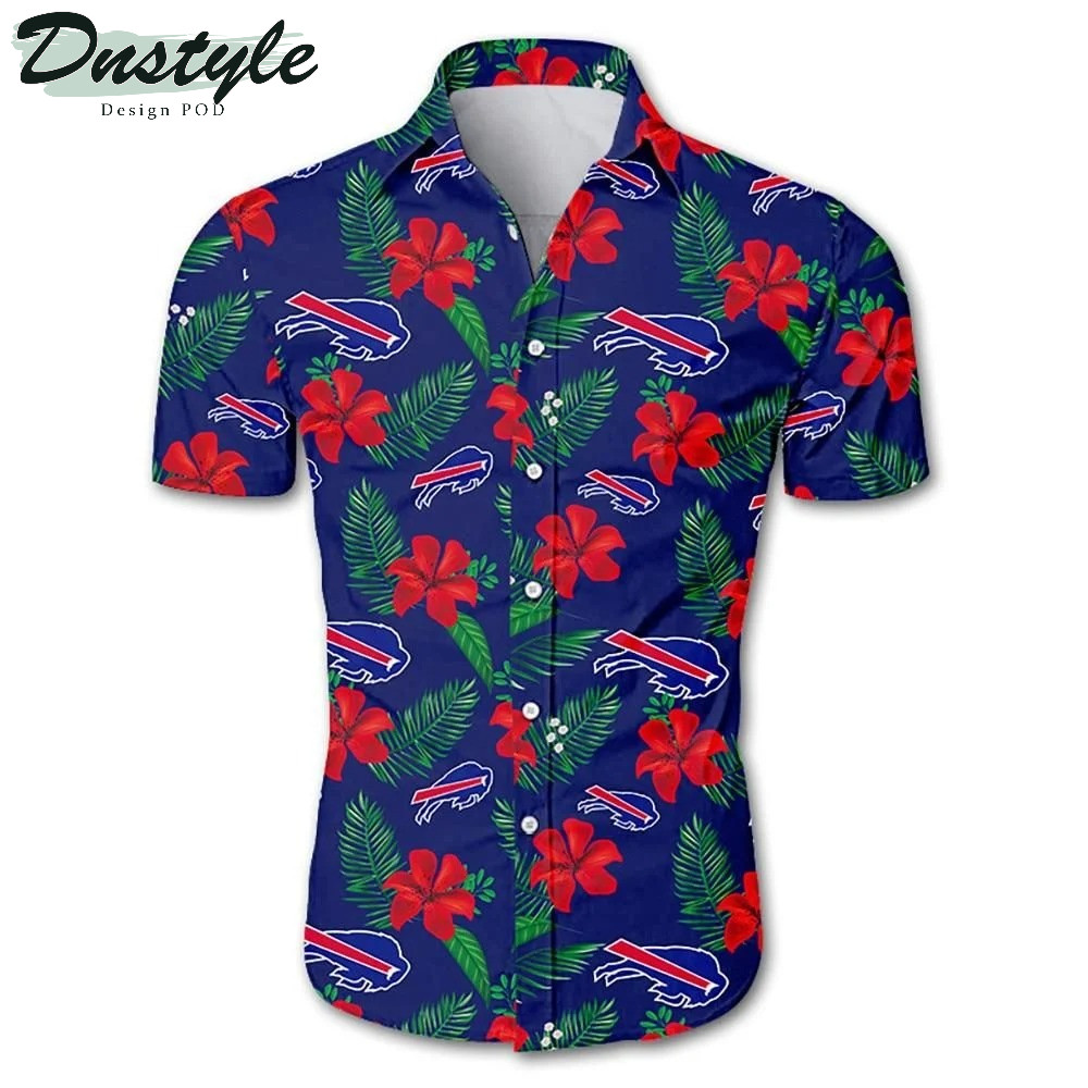 Buffalo Bills Floral Hawaiian Shirt Tropical Aloha Button Up