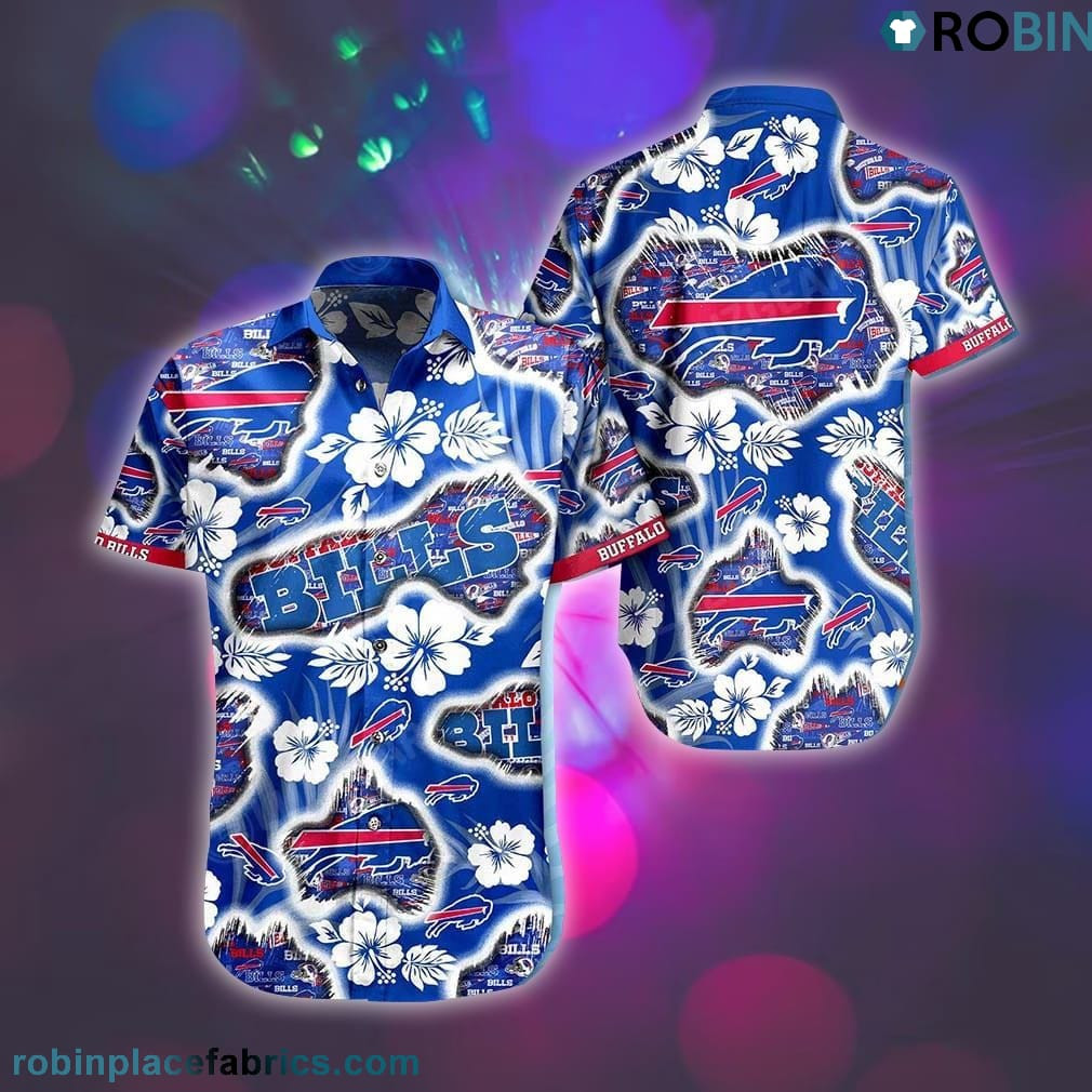 Buffalo Bills Graphic Floral Hawaiian Shirt Tropical Aloha Button Up
