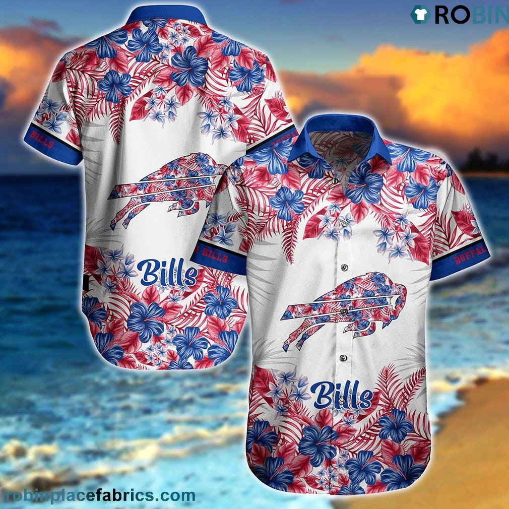 Buffalo Bills Graphic Flower Patterns Hawaiian Shirt Tropical Aloha Button Up