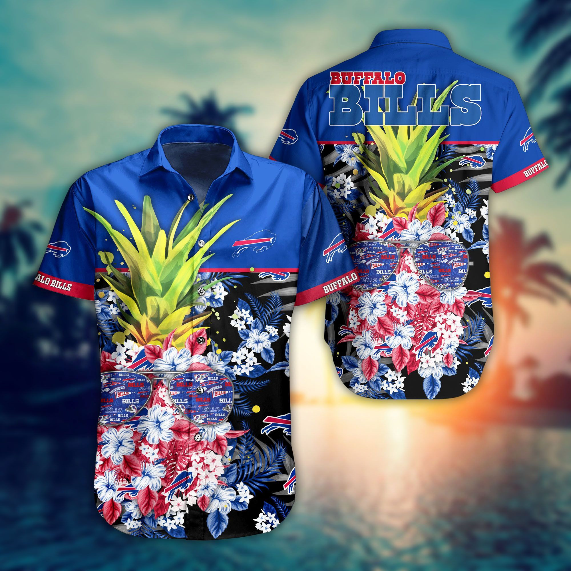 Buffalo Bills Hawaiian Shirt Tropical Aloha Button Up