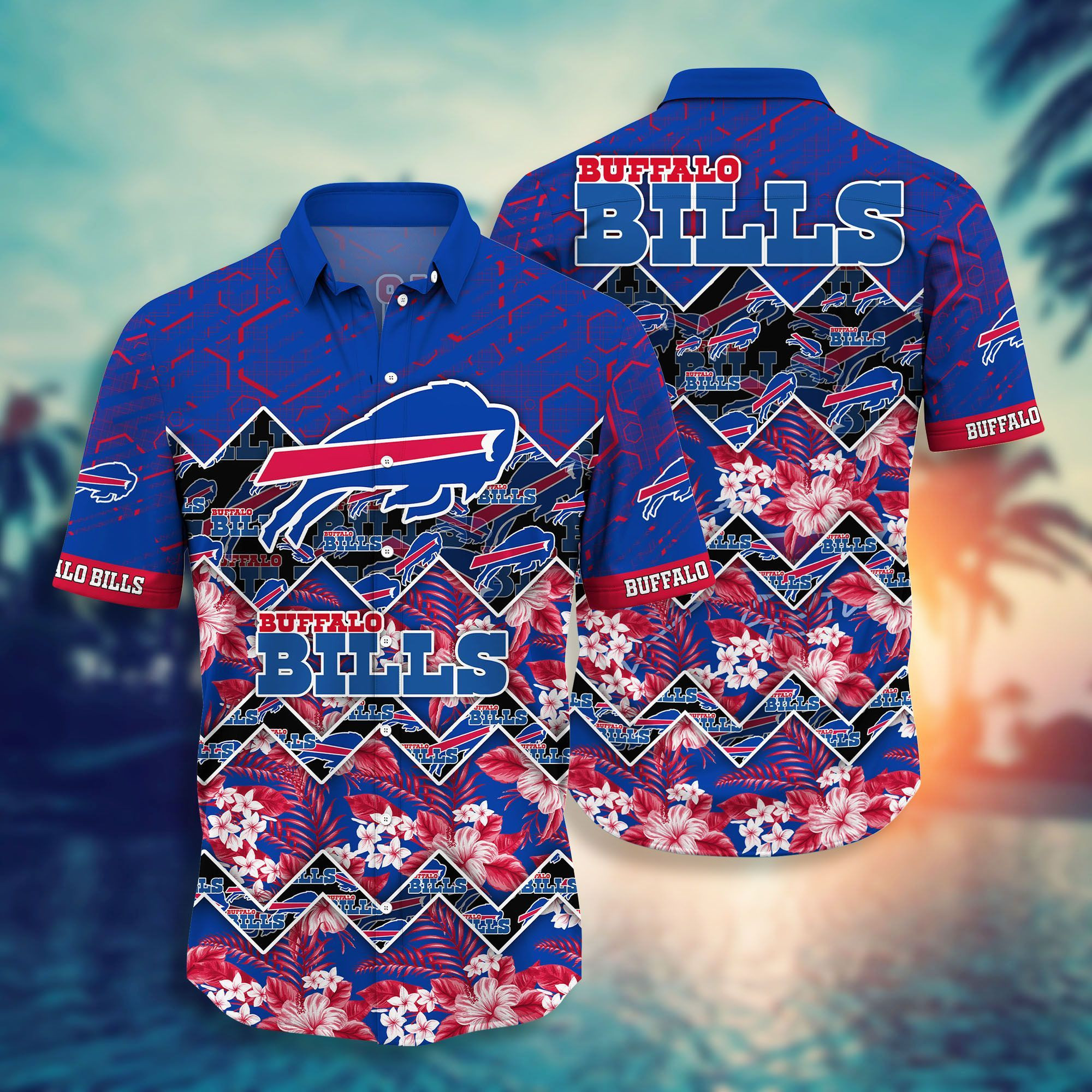 Buffalo Bills Hawaiian Shirt Tropical Aloha Button Up