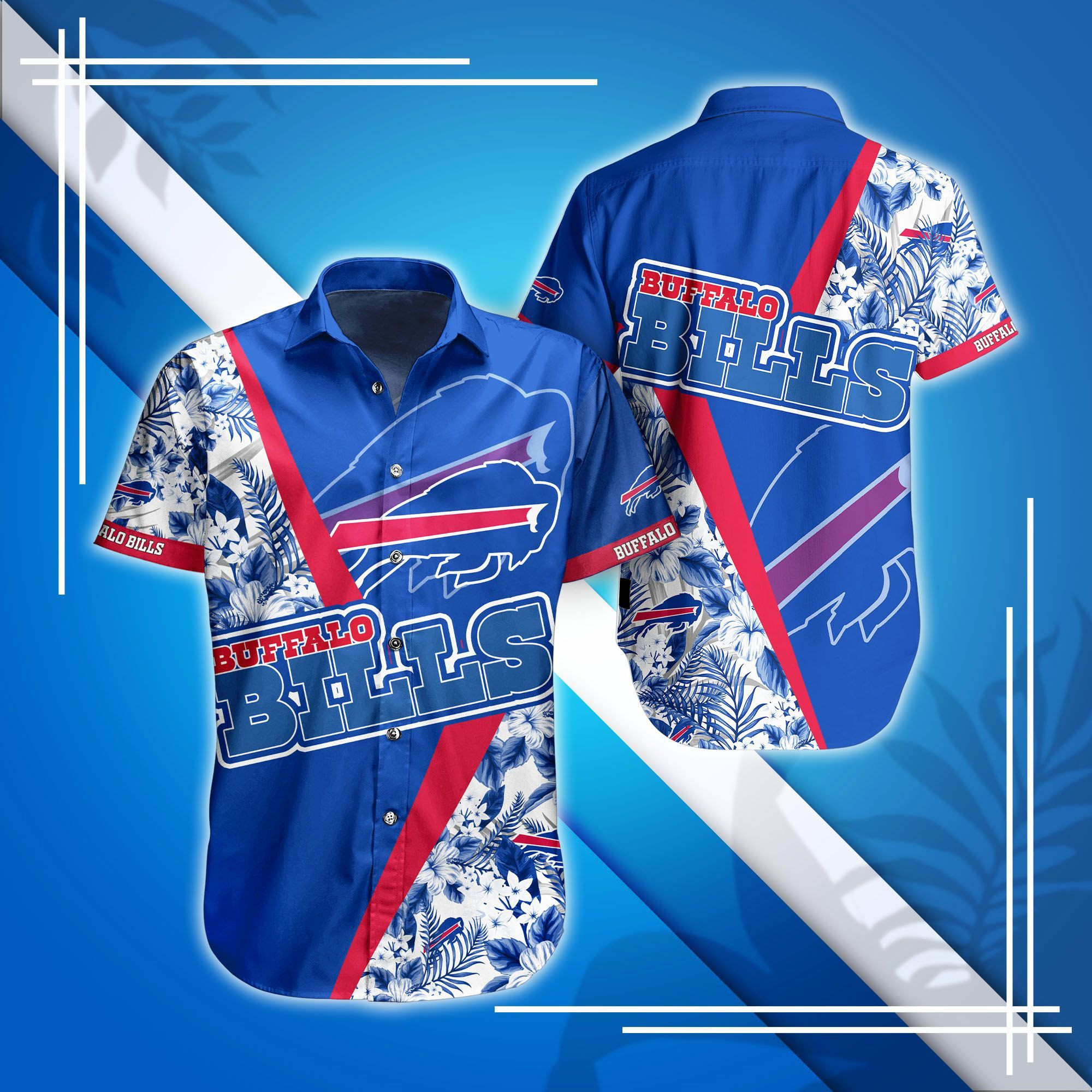 Buffalo Bills Hawaiian Shirt Tropical Aloha Button Up