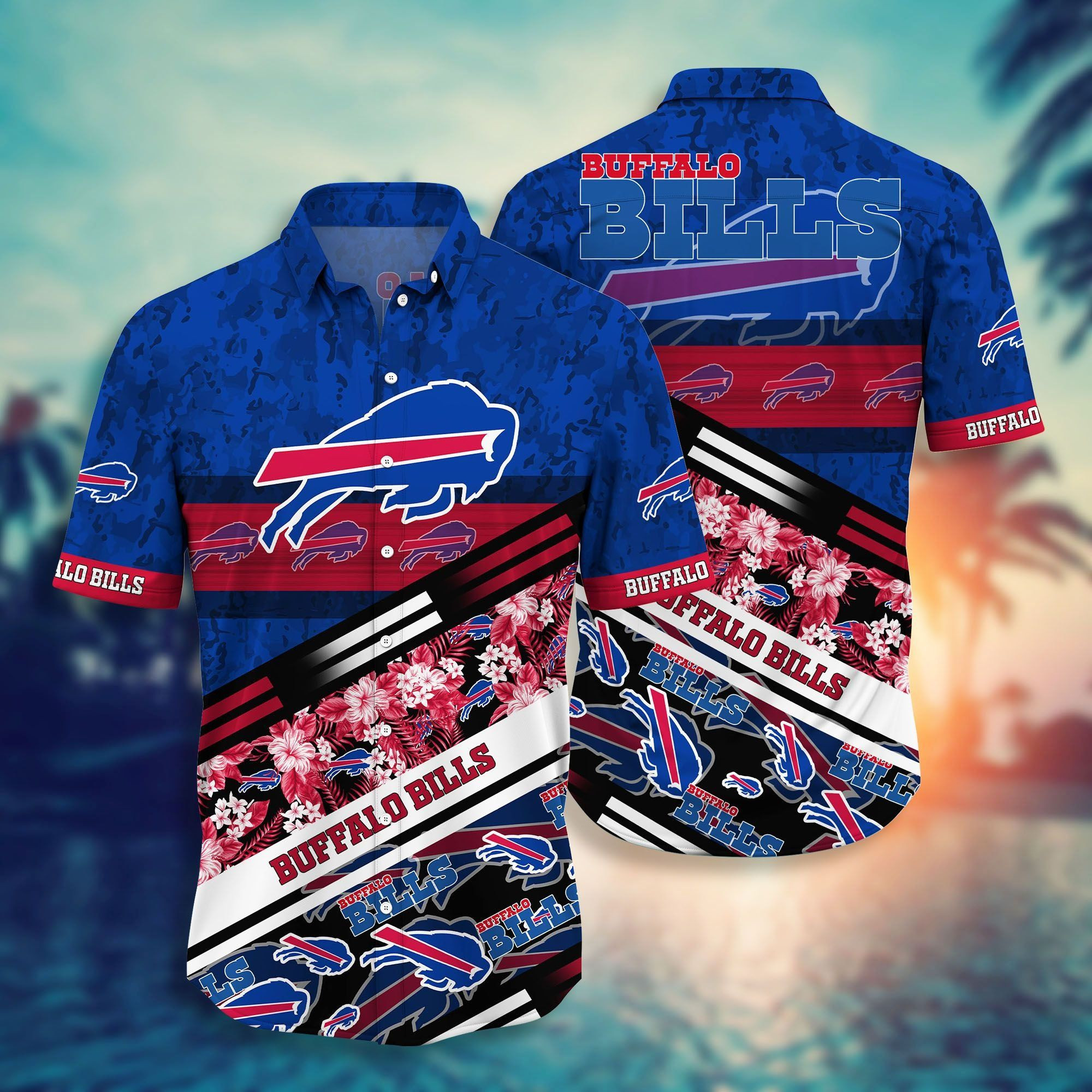 Buffalo Bills Hawaiian Shirt Tropical Aloha Button Up