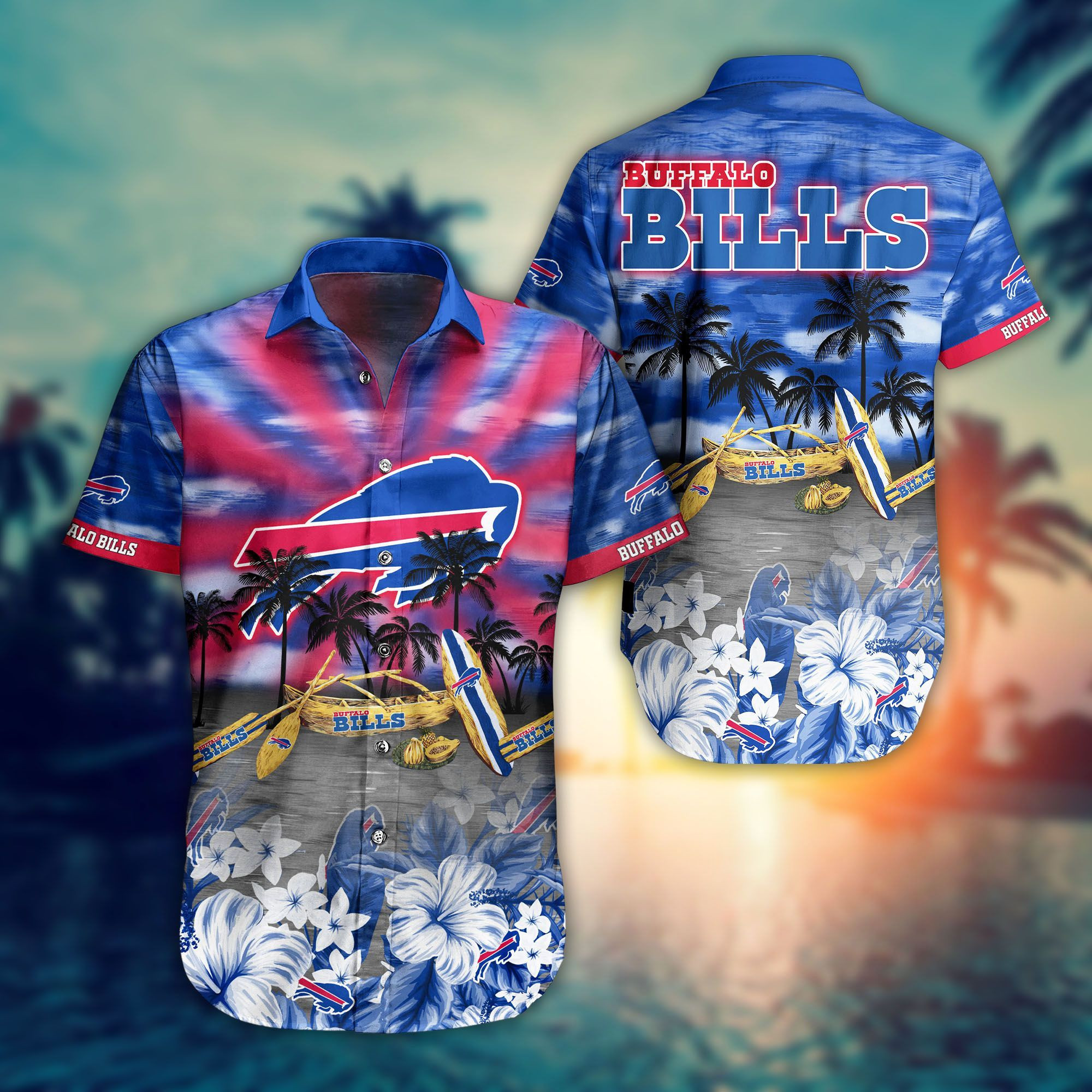 Buffalo Bills Hawaiian Shirt Tropical Aloha Button Up