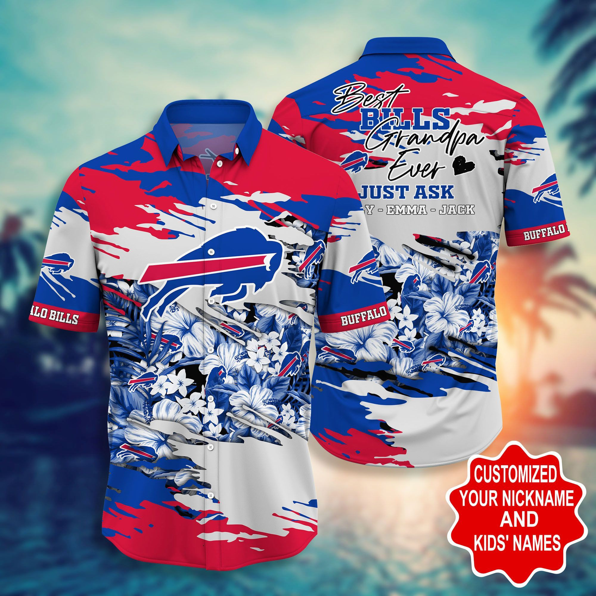 Buffalo Bills Hawaiian Shirt Tropical Aloha Button Up