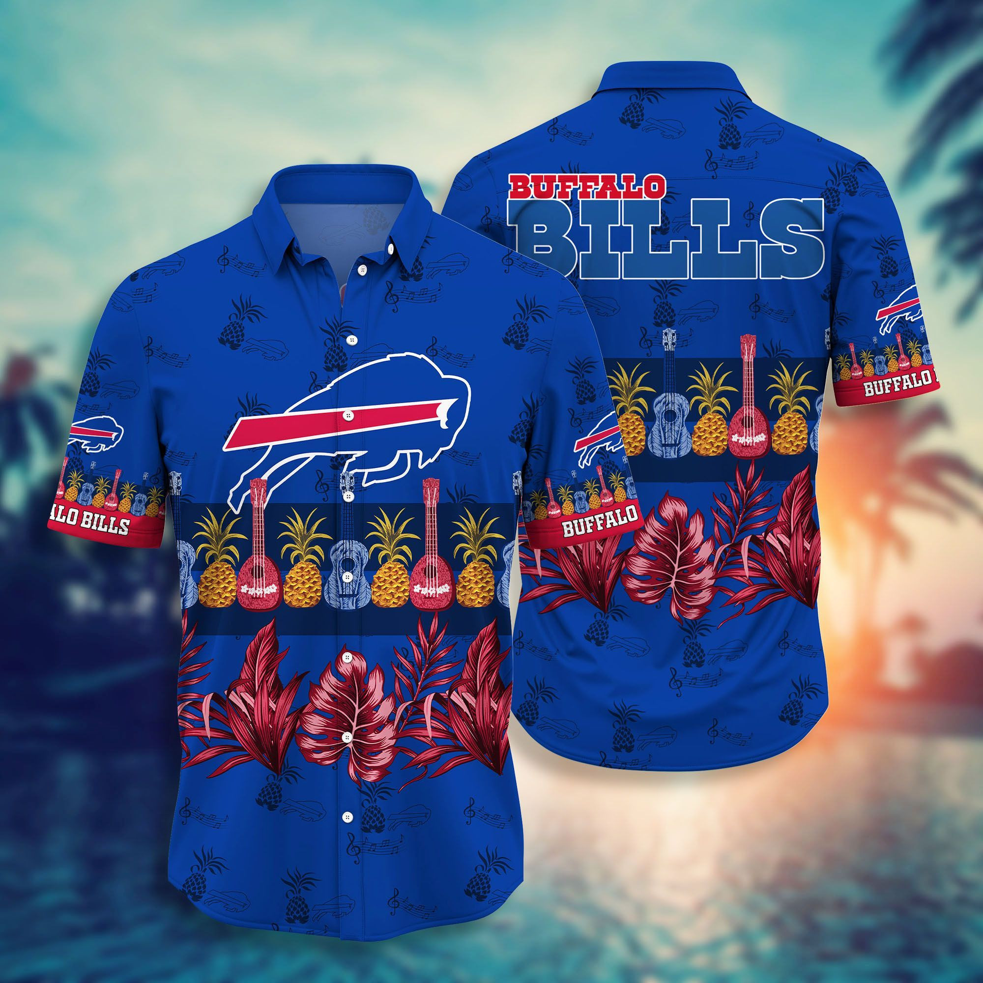 Buffalo Bills Hawaiian Shirt Tropical Aloha Button Up