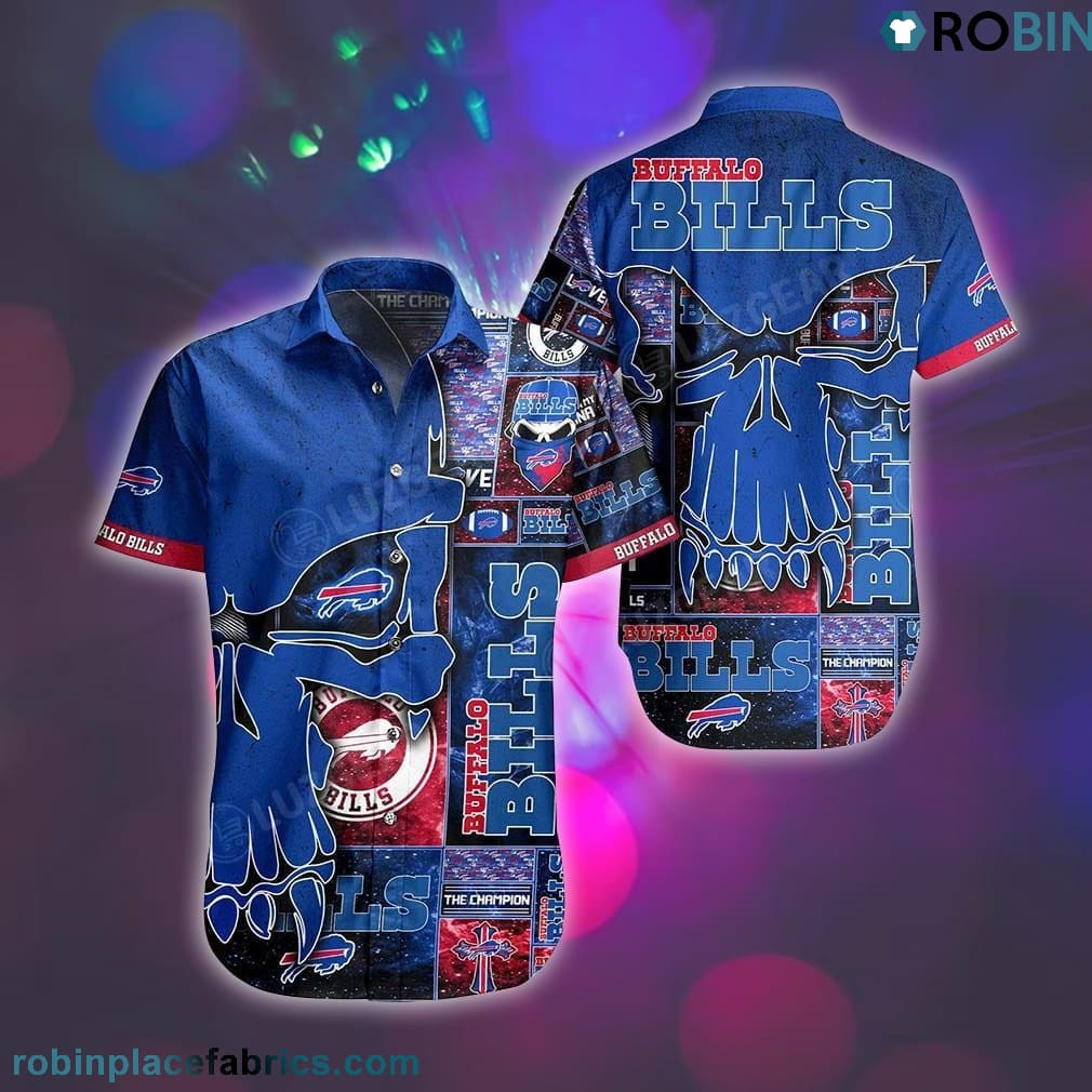 Buffalo Bills Kull Hawaiian Shirt Tropical Aloha Button Up