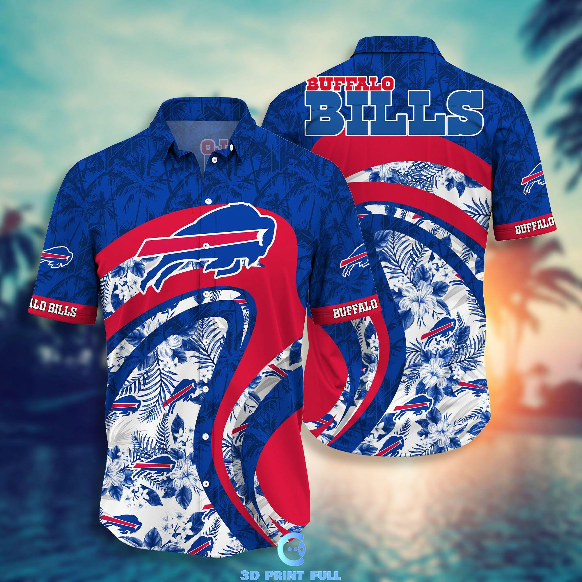 Buffalo Bills Logo Hawaiian Shirt Tropical Aloha Button Up