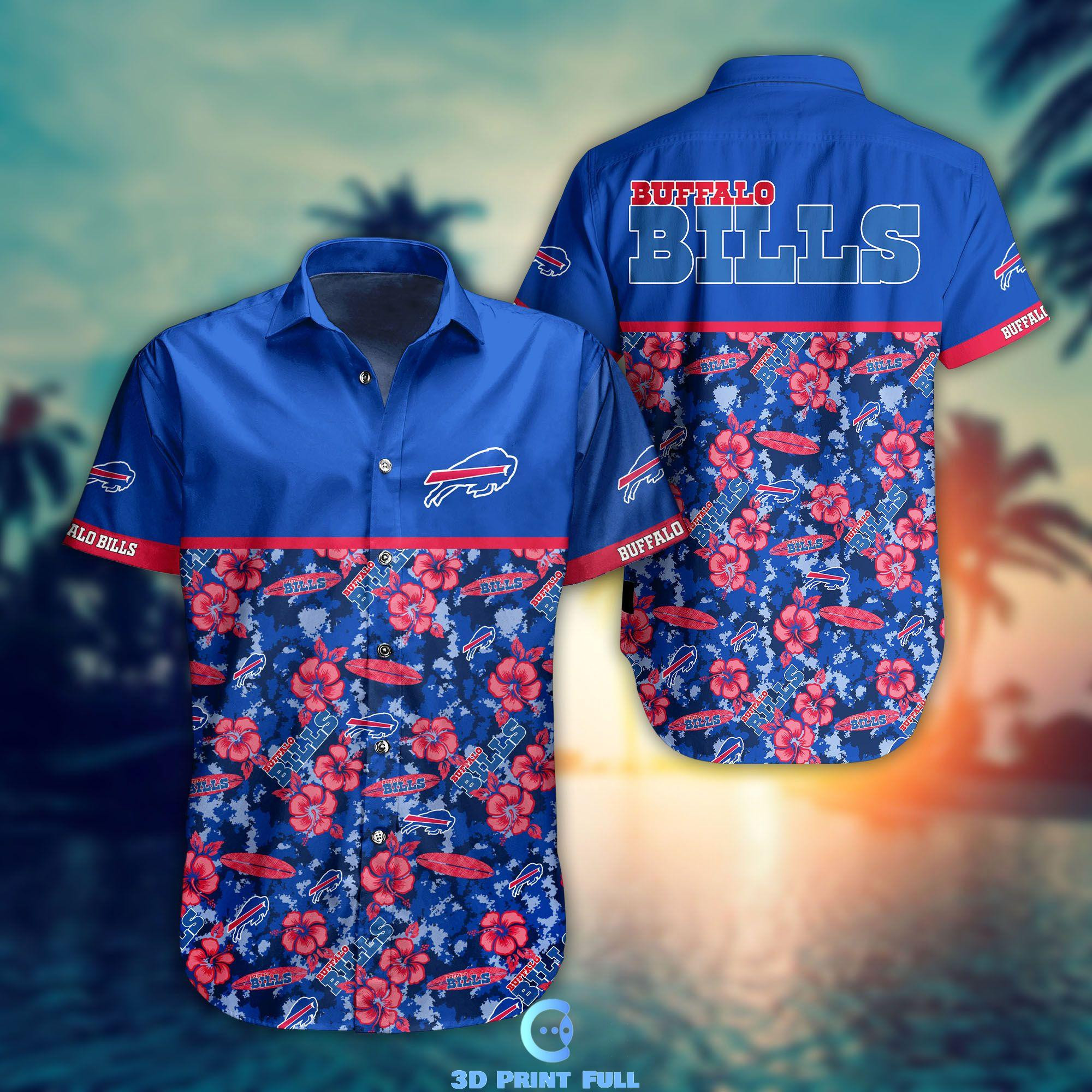 Buffalo Bills Logo Hawaiian Shirt Tropical Aloha Button Up