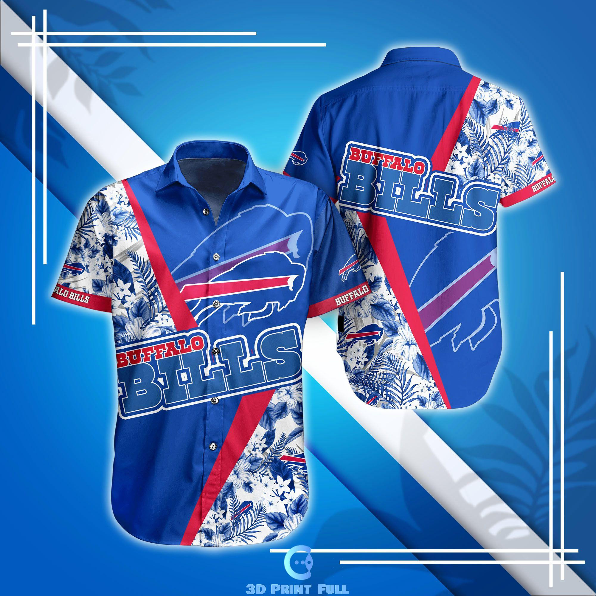 Buffalo Bills Logo Hawaiian Shirt Tropical Aloha Button Up