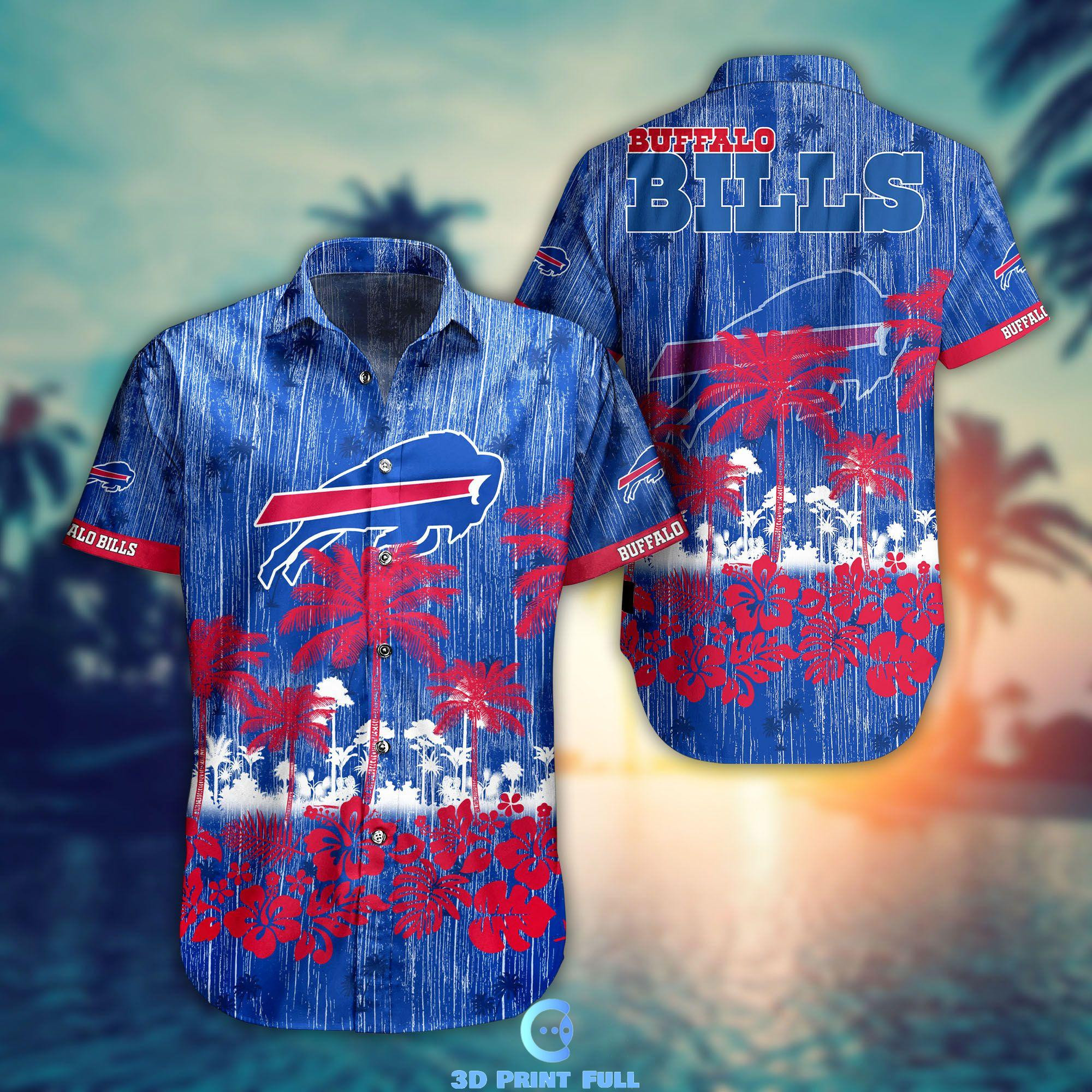 Buffalo Bills Logo Hawaiian Shirt Tropical Aloha Button Up