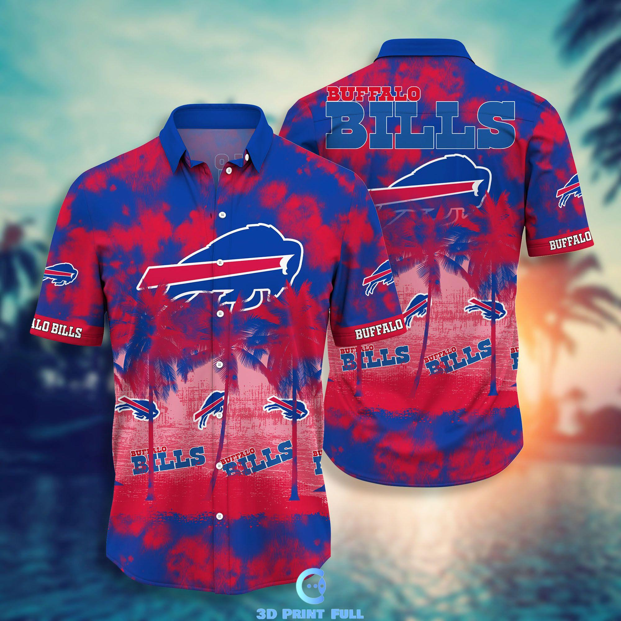 Buffalo Bills Logo Hawaiian Shirt Tropical Aloha Button Up