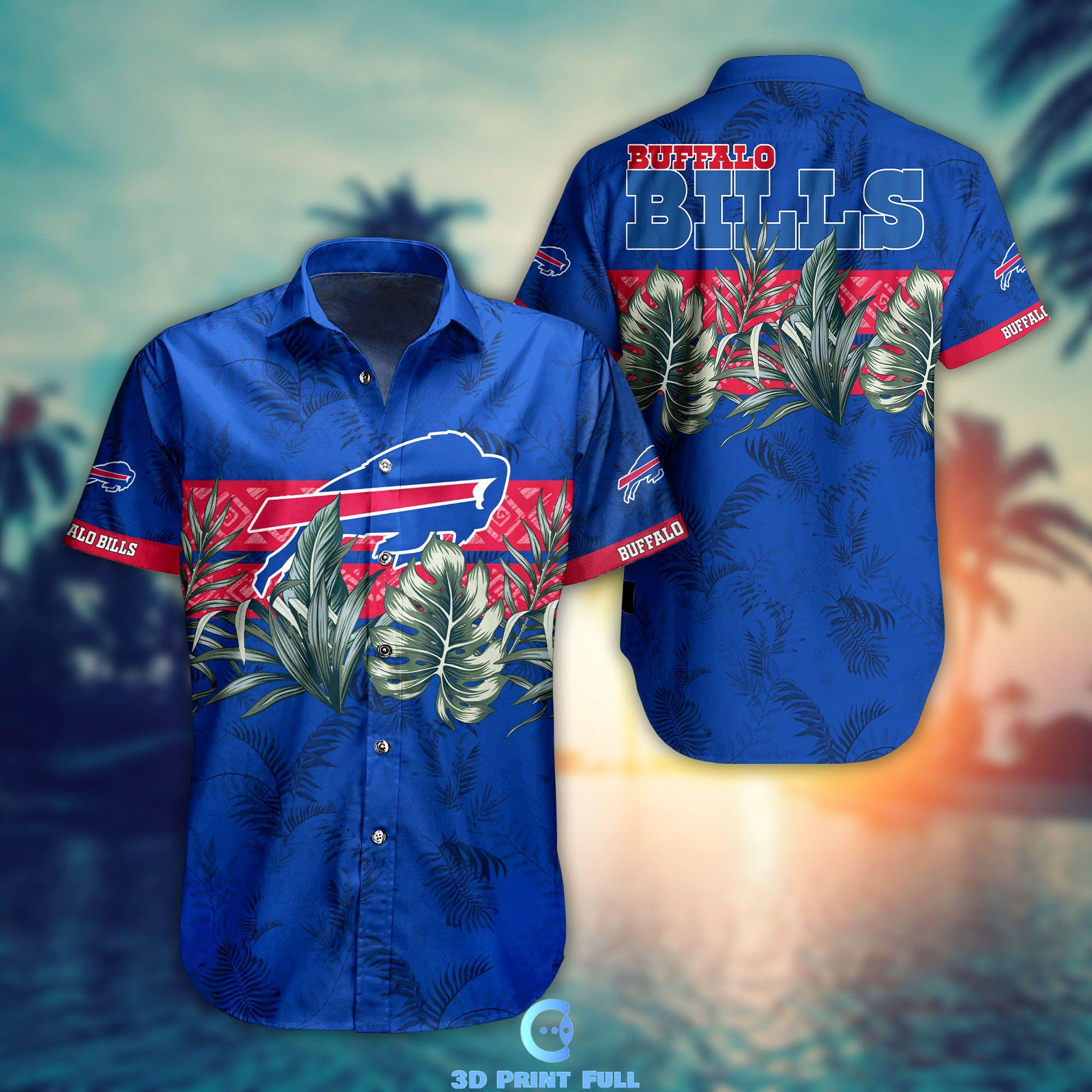 Buffalo Bills Logo Hawaiian Shirt Tropical Aloha Button Up