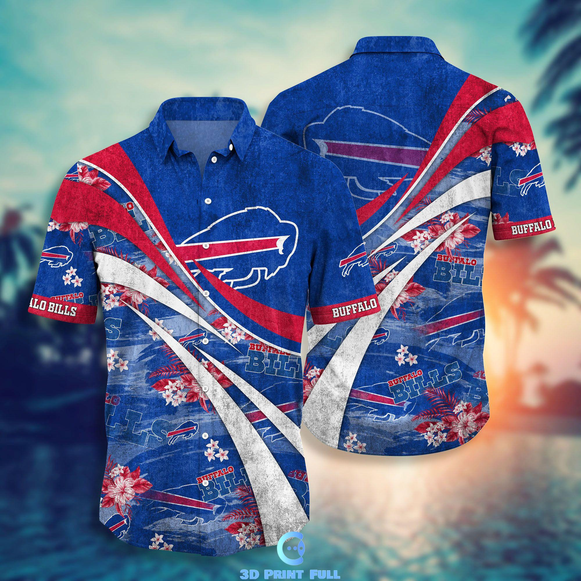 Buffalo Bills Logo Hawaiian Shirt Tropical Aloha Button Up