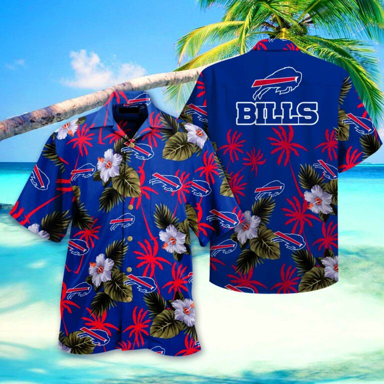 Buffalo Bills Many Logo And Floral Hawaiian Shirt Tropical Aloha Button Up