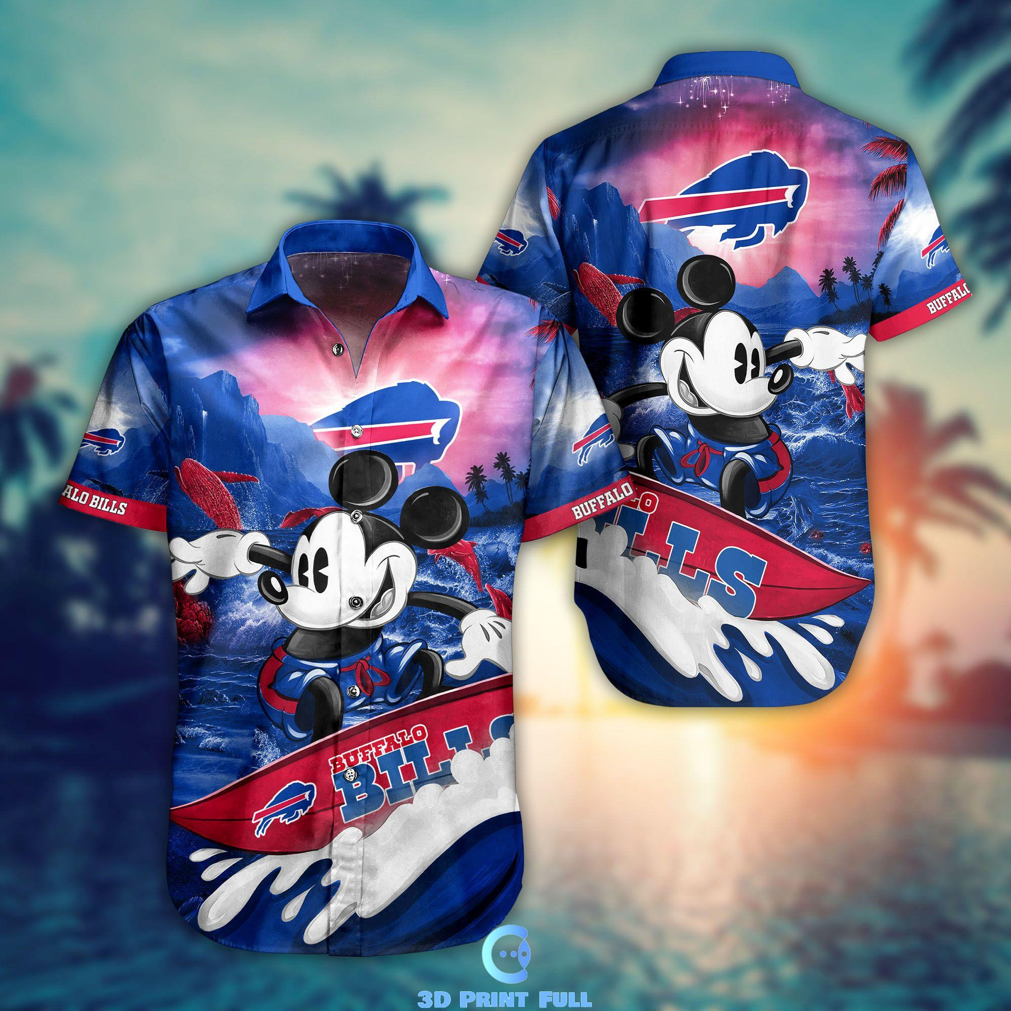 Buffalo Bills Mickey Hawaiian Shirt Tropical Aloha Button Up