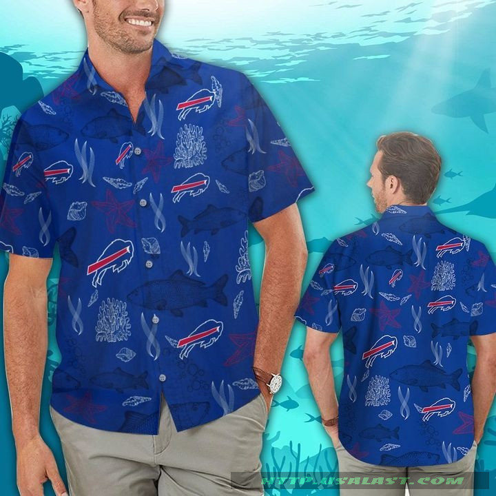 Buffalo Bills Ocean Fishes Hawaiian Shirt Tropical Aloha Button Up